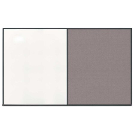 United Visual Products Double Door Radius Corkboard, 60"x36", Hea UV7014RC-BLACK-MEDGRY